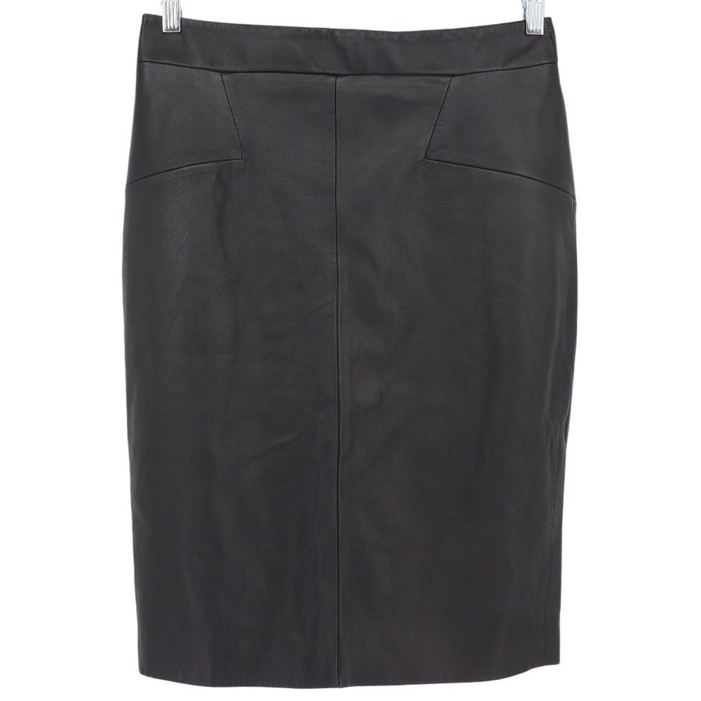 Reiss Reagan Sheep Leather Pencil Skirt Women's Size 8 Black Zip Back Office NWT